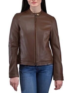 Frye Women’s Brown Leather Moto Jacket